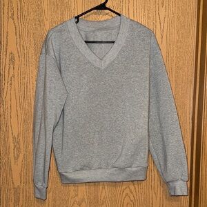 SHEIN Gray V-Neck Sweatshirt